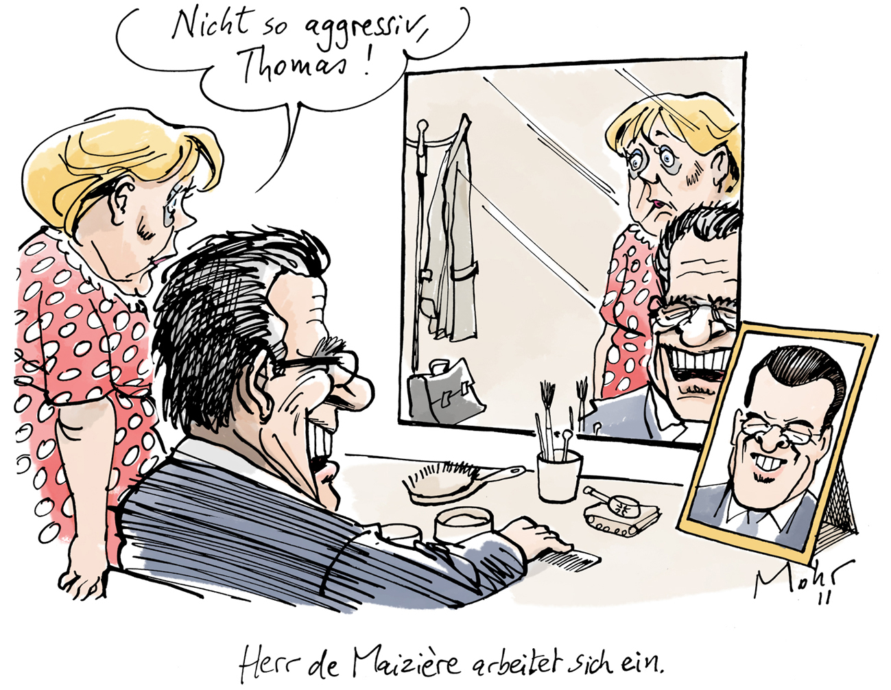 Herr de Maizière arbeitet sich ein.