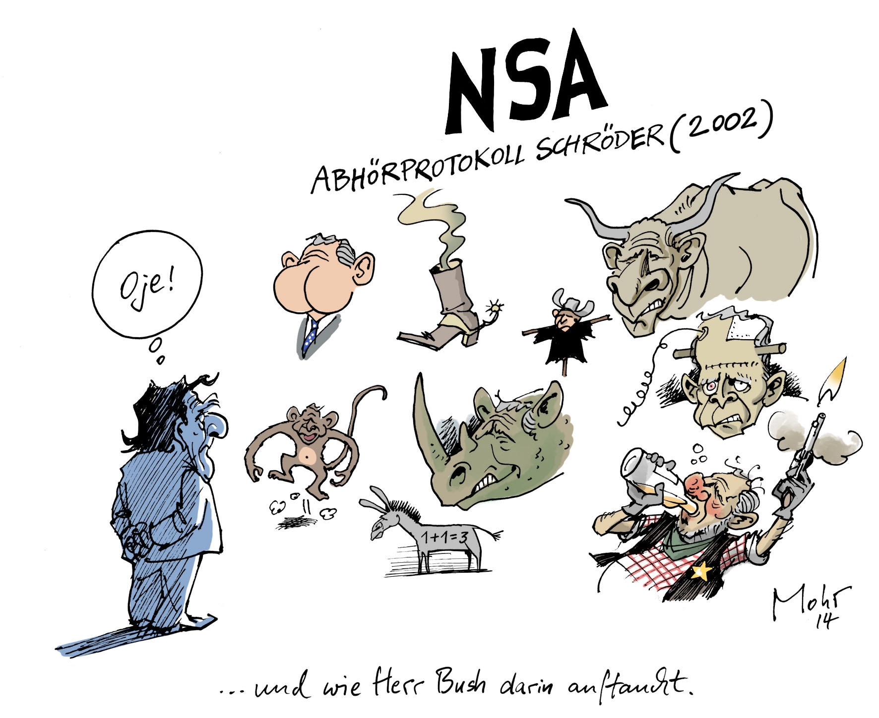 ... und wie Herr Bush darin auftaucht.