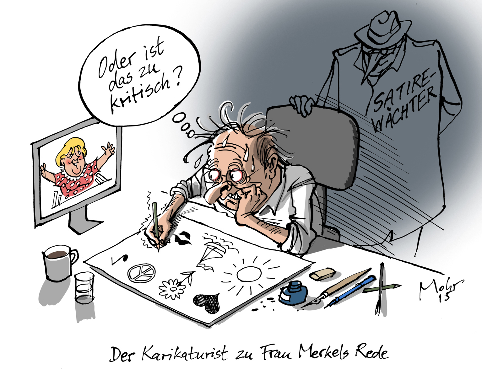 Der Karikaturist zu Frau Merkels Rede