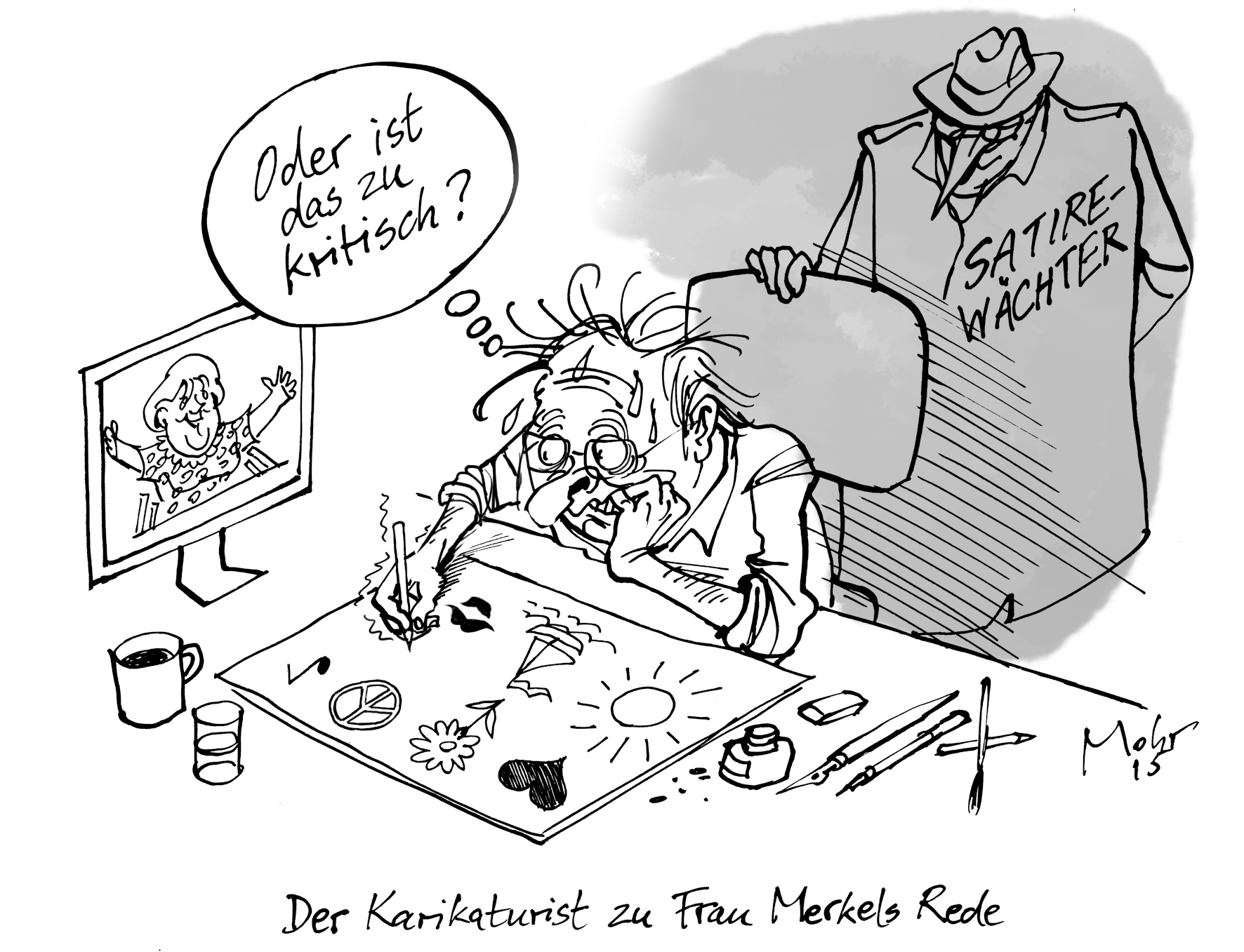 Der Karikaturist zu Frau Merkels Rede
