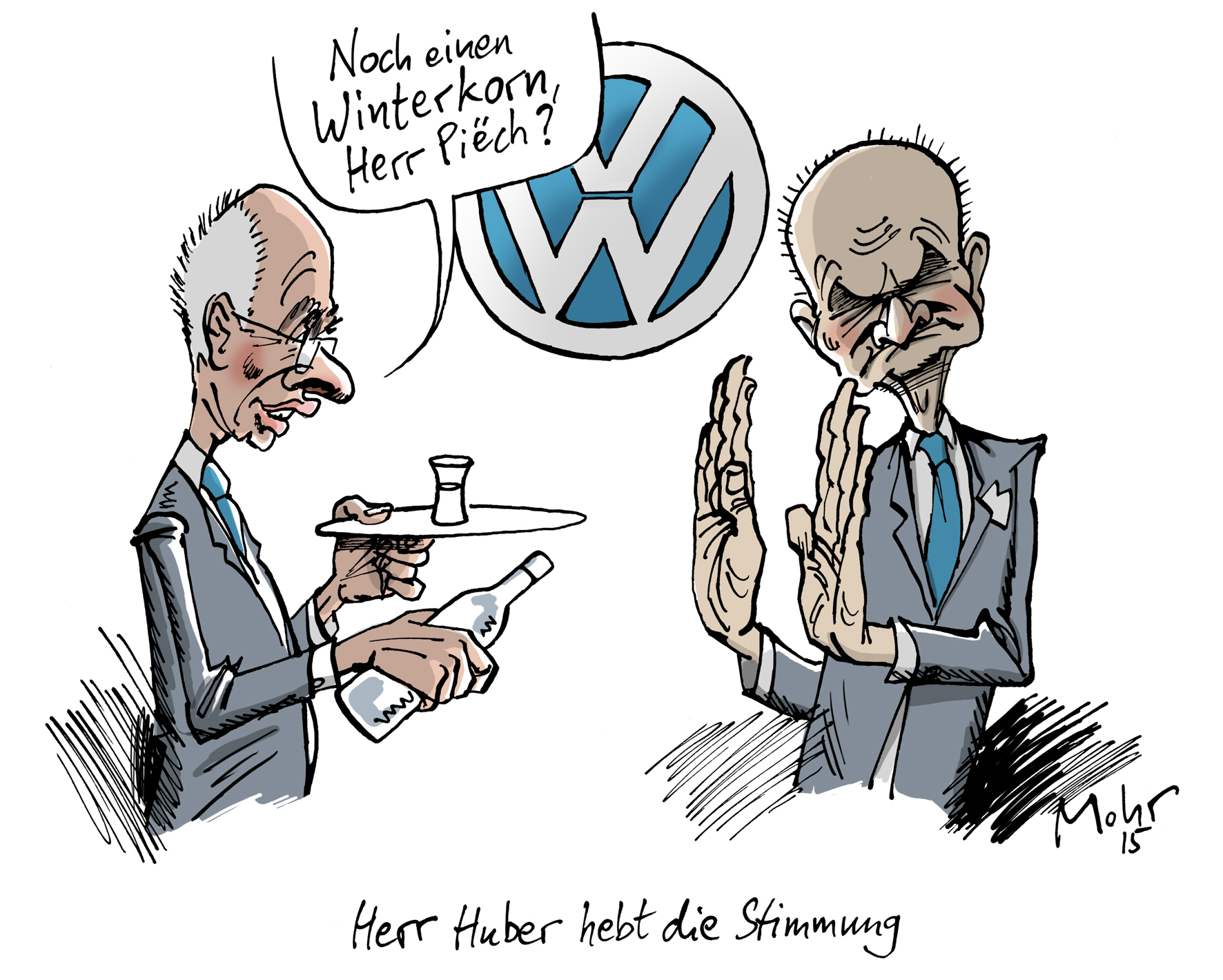 Herr Huber hebt die Stimmung