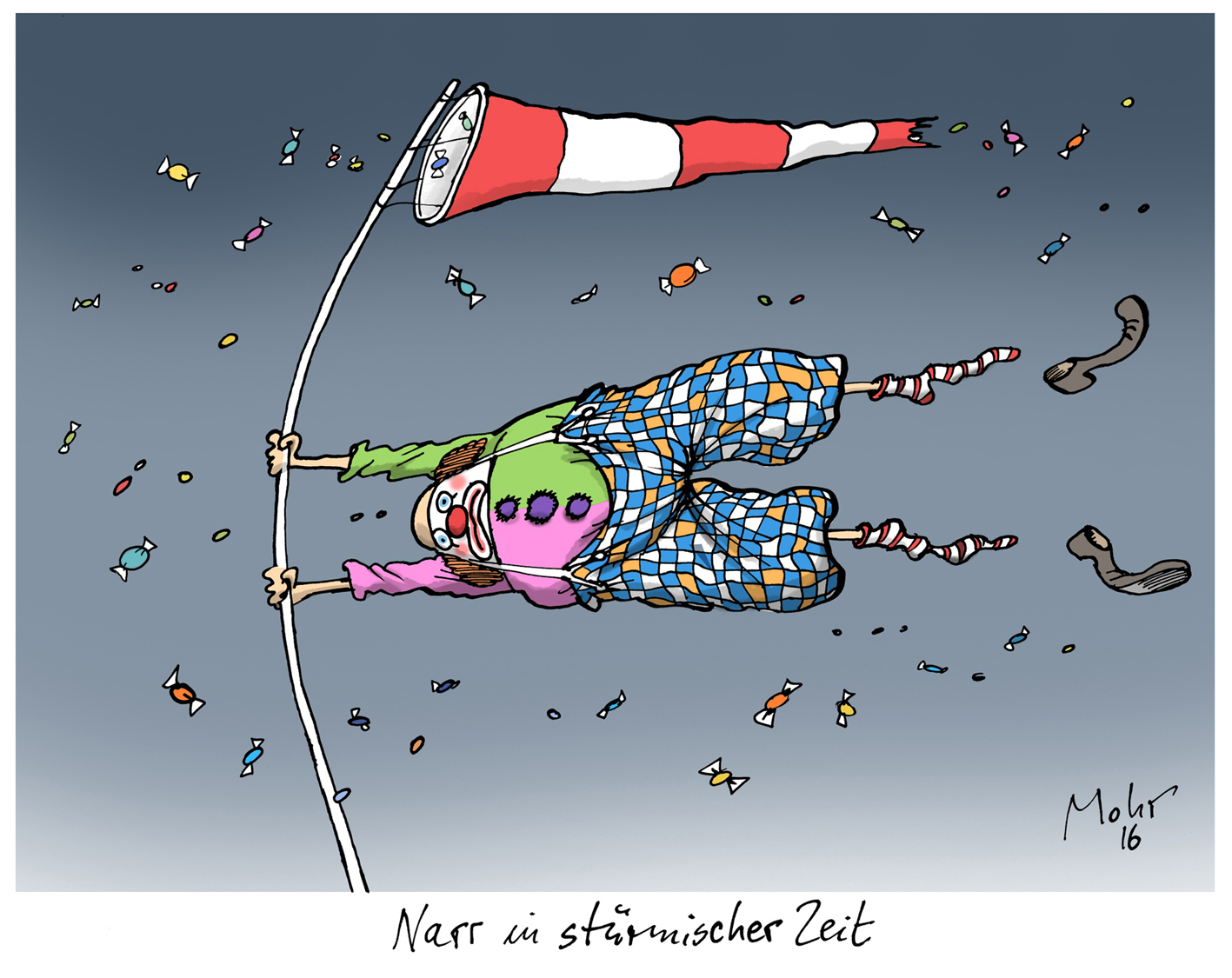 Narr in stürmischer Zeit