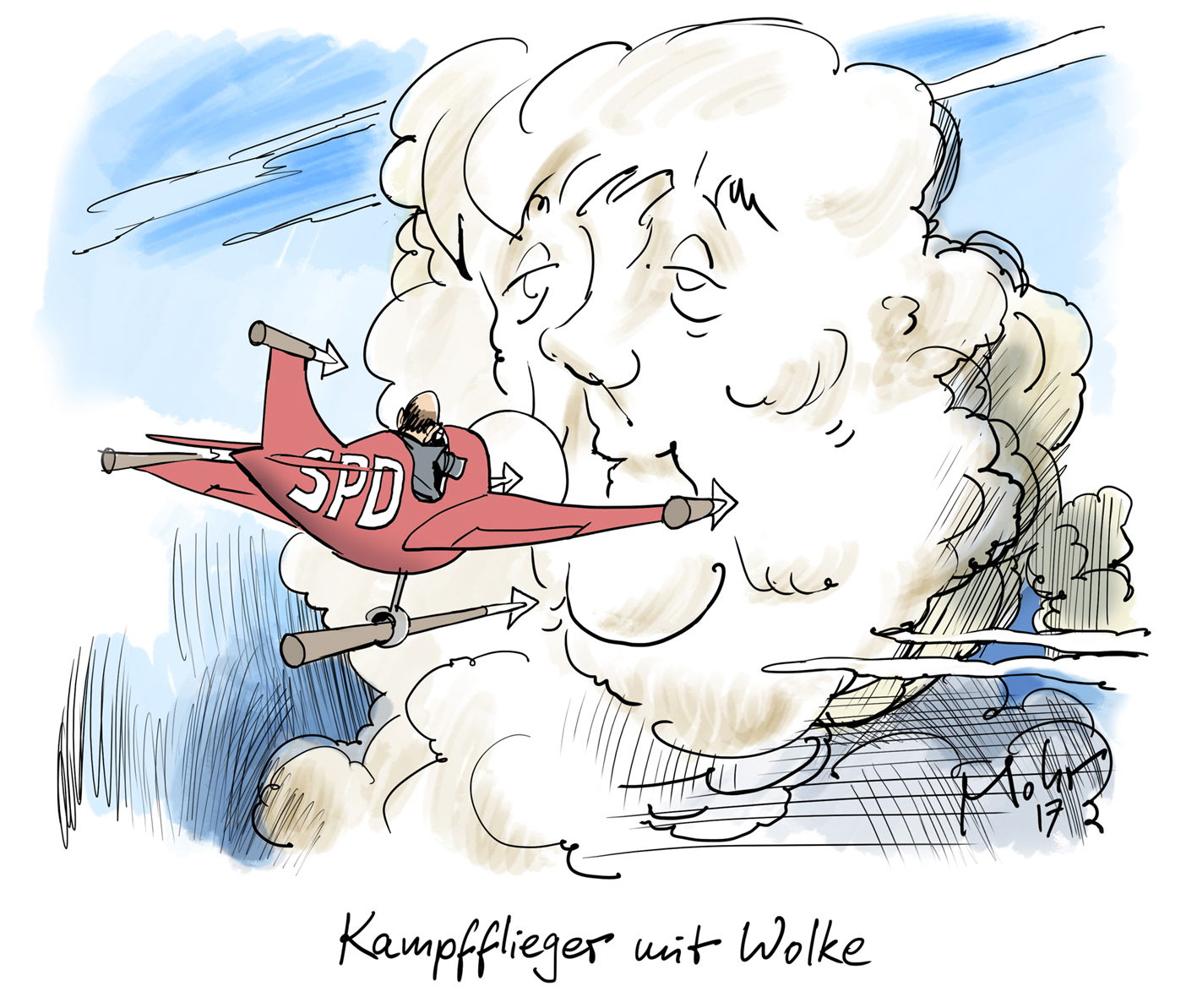 Kampfflieger mit Wolke