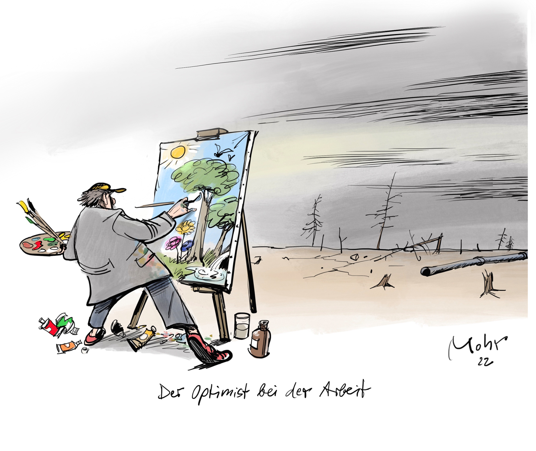 Der Optimist bei der Arbeit